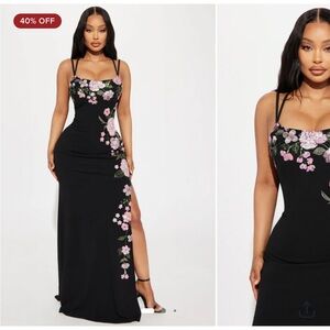Fashion Nova Pink and White Spaghetti Strap Maxi Dress